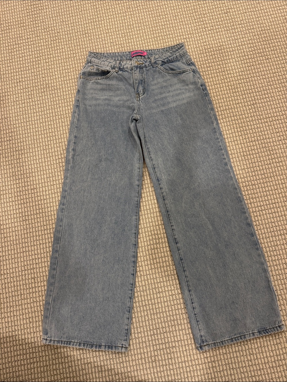 Edikted High-Rise Wide Leg Jeans in Light Blue Denim